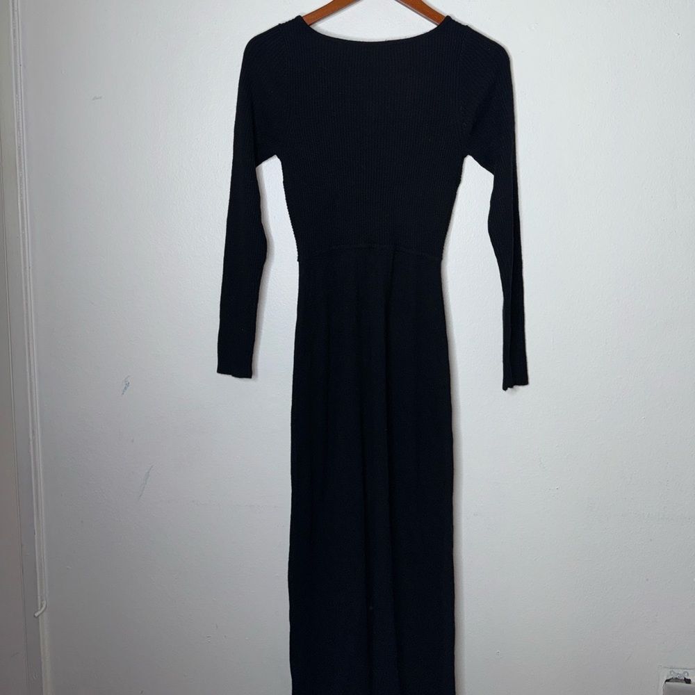SANDRO WOOL & CASHMERE-BLEND SWEATER DREDS BLACK SIZE 38/M - Picture 11 of 12